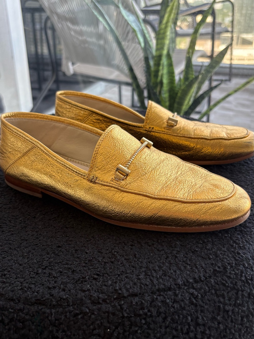 Sam Edelman Metallic Gold Leather Women's Loafers